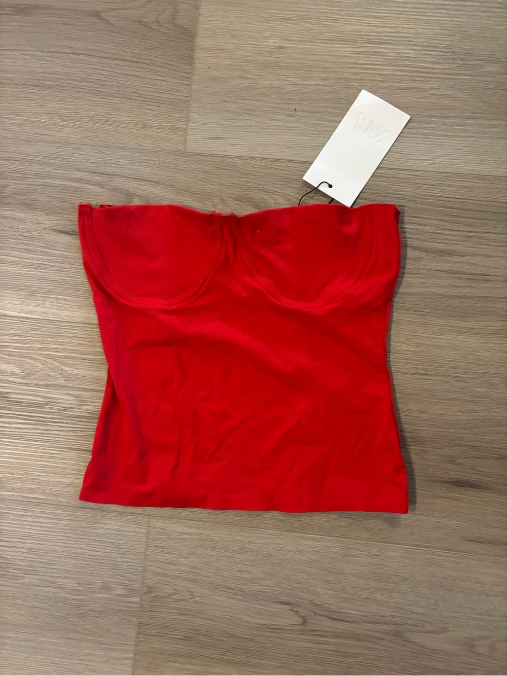 Zara Bright Red Strapless Bustier Top
